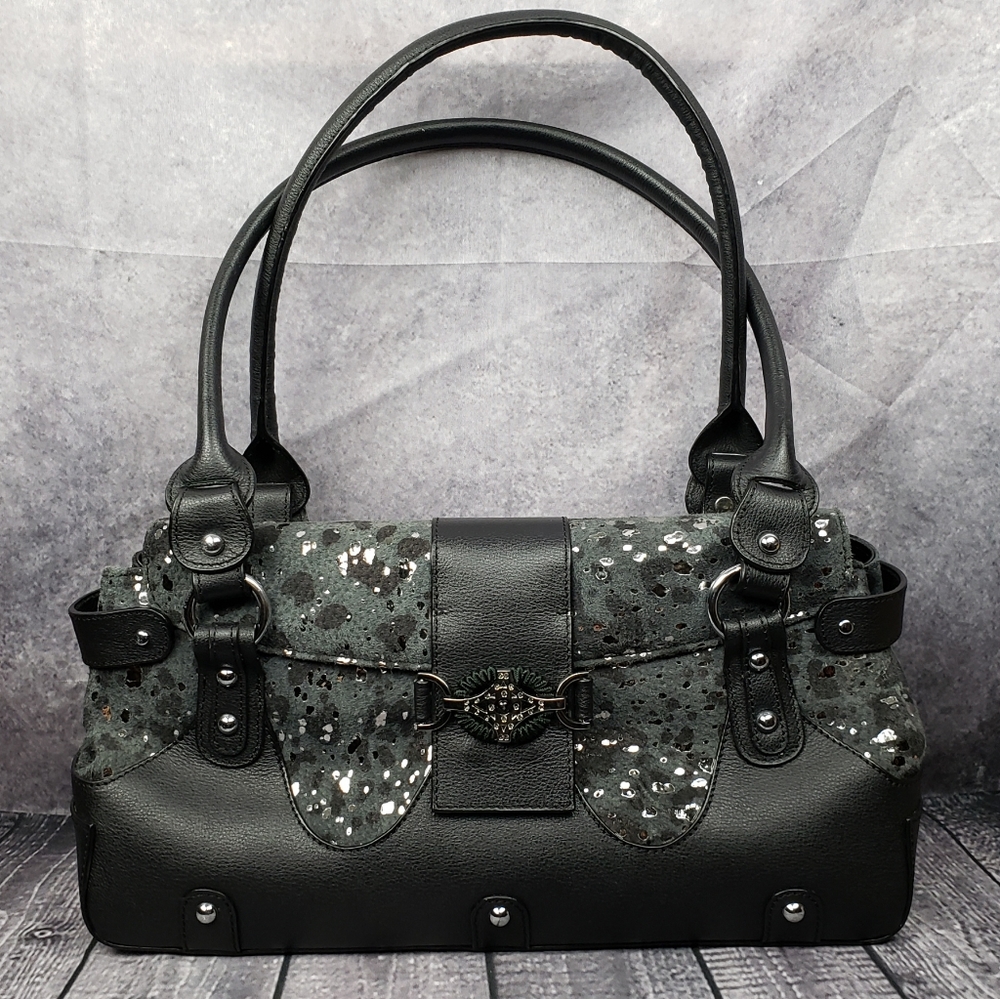 Bellini Leather Bobcat Handbag,   Leopard Print Length 13 Height 7 1/4 dep 6 1/2